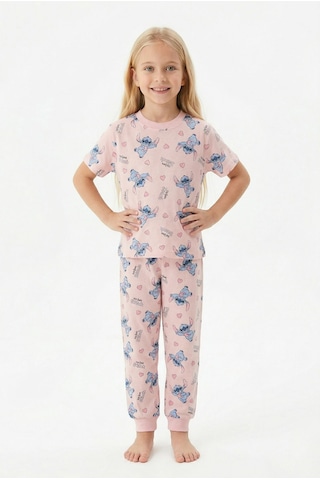 Bunny Hopp Sevimli Karakter Desenli Kız Çocuk Pijama Takımı - Pamuklu Pembe Uyku Seti 3 - 4 Yaş