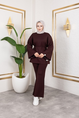 Mevsimlik Modal Kumaş Takım - T114 Kahverengi