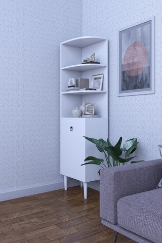 Dekoratif Köşe Rafı Çok Amaçlı Raf Salon Rafı Beyaz