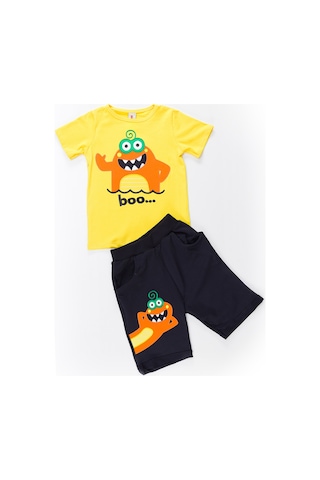 Denokids Lake Monster Şort Takım Çok Renkli