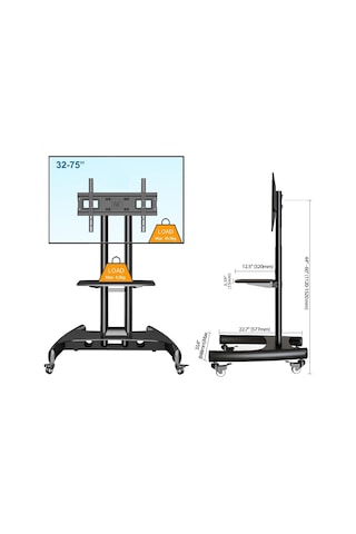 Nb North Bayou Ava1500-60-1p Düz Panel Ekranlar İçin 32-75 İnch Tuv Sertifikalı Tekerlekli Tv Standı