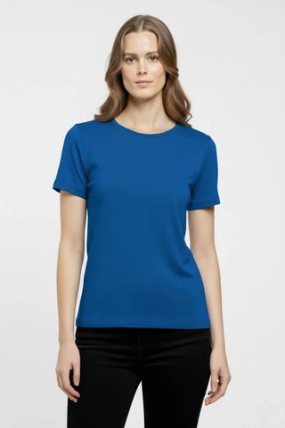 Efnaz Style T-shirt Bisiklet Yaka Slim Fit Likralı Tişört Günlük Basic Body - İndigo Indigo