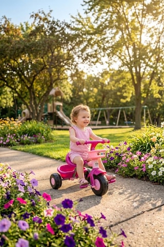Boni Bike 3 Tekerli Metal Gövdeli 50kg Taşıma Kapasiteli Ön Ve Arka Sepetli Renkli Çocuk Bisikleti Pembe