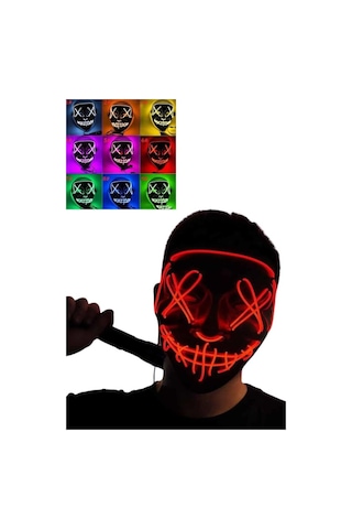 Led Işıklı Neon Maske Cadılar Bayramı Maskesi Korkunç Korku Maskesi Diğer 77350636