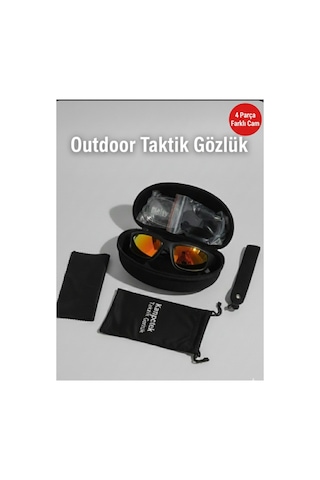 Çok Lensli Outdoor Trekking Spor Bisiklet Motor Dağcılık Avcılık Taktik Gözlük Seti Profesyonel Siyah