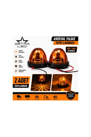 3 Lü Set 120 Cm Bar Led - Kristal Yıldız Lamba- Döner Tepe Lamba 12v 24v Profesyonel Led İkaz Lambası