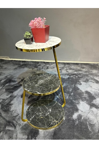 Sehpa- 3 Katlı Sehpa - Koltuk Yanı Modern Sehpa Çok Renkli