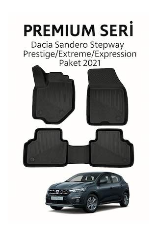 Dacia Sandero Stepway 2021+ Araca Özel Bardaklıklı 3d Havuzlu Paspas