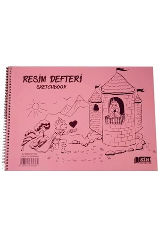 Sim 25x35 Spiralli Plastik Kapak 25 Yaprak Resim Defteri 12 Adet