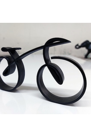 Cajuart Ahşap Dekoratif Minyatür Çizgisel Bisiklet Masa Raf Dekoru Süs Hediye