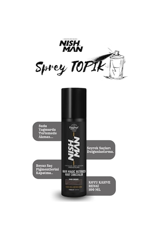 Nish Man Saç Dolgunlaştırıcı ve Seyrek Kapatıcı Root Touch Up Sprey 100 ML