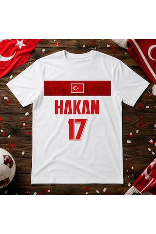 Bk Gift Kişiye Özel Türkiye Taraftar Temalı 2026 Dünya Kupası Tasarımlı Tişört-5, Tek Yürek Milli Takım Ruhu Beyaz