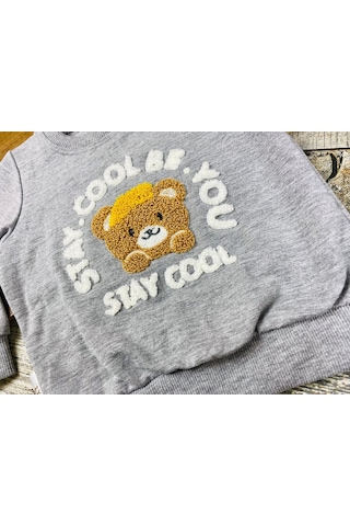 Mj Kids Süzene Nakışlı İkili Erkek Çocuk Takımı Gri