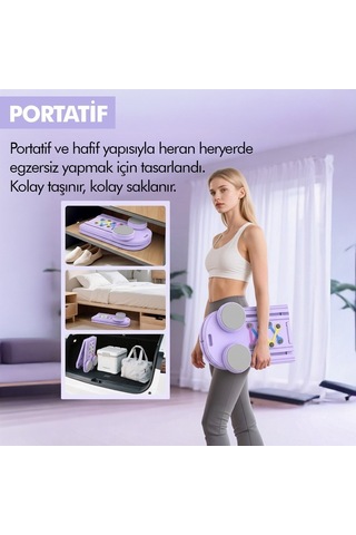 Missidea Çok Fonksiyonlu Mor Pilates Ve Fitness Tahtası Direnç Bantlı Karın, Kol, Sırt Ve Core Egzersiz Aleti