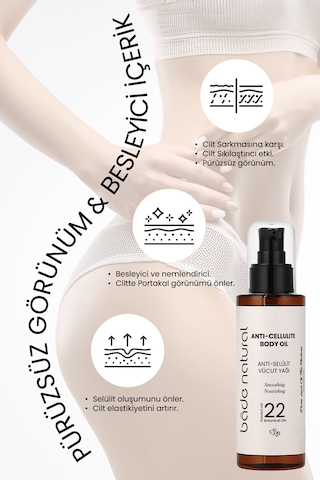 Bade Natural Anti-Selülit Yoğun Sıkılaştırıcı ve Pürüzsüzleştirici Doğal Vücut Bakım Yağı 100 ML