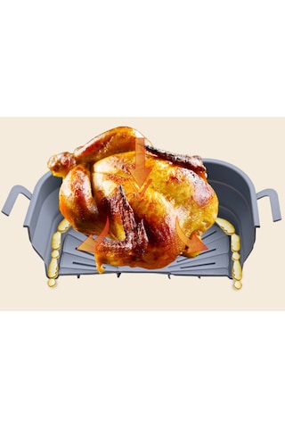 Katlanabilir Kare Air Fryer Silikon Kalıp 17,5 Cm Gri