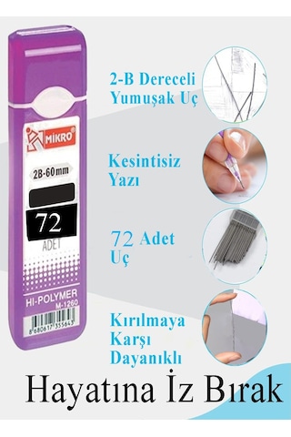 Kalem Ucu 72 Li 0.9 Mm 2b 4 Paket Çoklu Versatil Kalem Uç Mekanik Uçlu Otomatik Kurşun Mikro Kalem Ucu 60 Mm Yumuşak