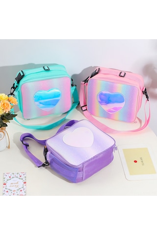 Moveevo Pembe Renkli Isı Saklama Sandviç Çantası - Güneş Işığı Desenli, Hafif, Tek Askılı Piknik & Öğle Yemeği Çantası Çok Renkli