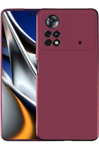 Noktaks - Xiaomi Uyumlu Xiaomi Poco X4 Pro 5g - Kılıf Mat Renkli Esnek Premier Silikon Kapak - Mürdüm