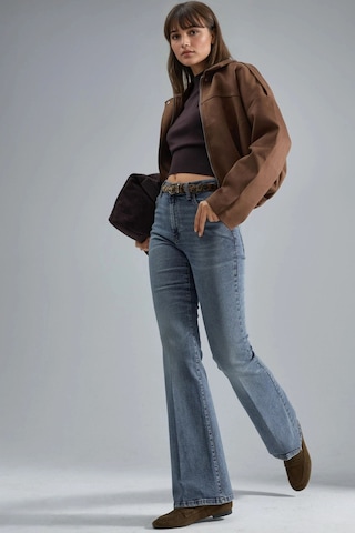 Hiccup Yüksek Bel Flare Kot Pantolon Açık Mavi Denim