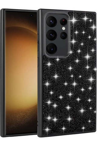Galaxy S24 Ultra Uyumlu Parlak Taşlı Tasarım Pırlanta Csm Zore Kılıf-pembe