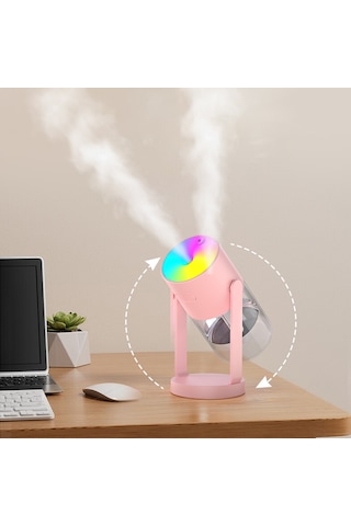 Jopus Rgb Led Işıklı Hava Oda Nemlendirici Yıldız Tavan Efektli Buhar Makinesi Aroma Difüzör - Cl32 Pembe