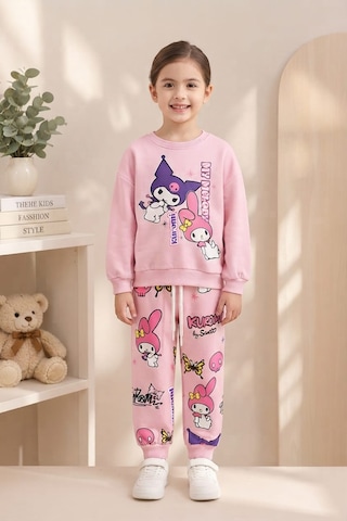 Emila Kids Pembe 3-10yaş Kız Çocuk 2'li Takım - Karakter Baskılı 3 İp Şardonsuz Açık Pembe