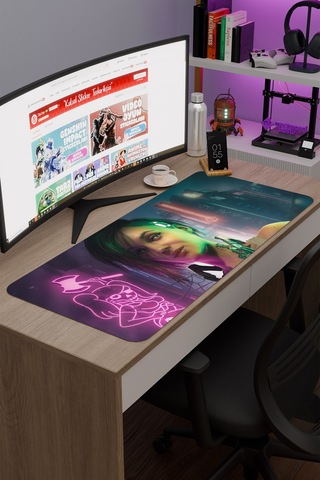Cyberpunk 2077 Kaymaz Dikişli Kauçuk Oyuncu Mousepad V2 - 90x40 Xxl Gaming Mouse Pad Fare Altlığı