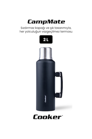 Cooker Campmate 2 Litre Paslanmaz Çelik Termos Siyah