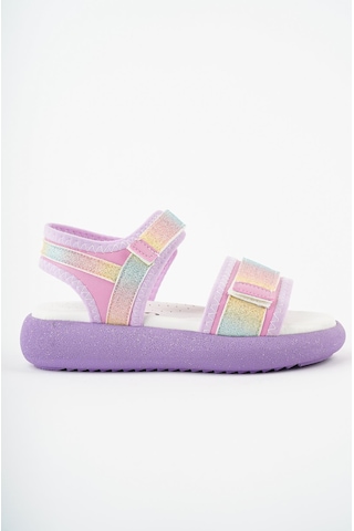Muggo Cruz Garantili Günlük Ortopedik Hafif Taban Simli Ve Cırtlı Kız Çocuk Sandalet Mor
