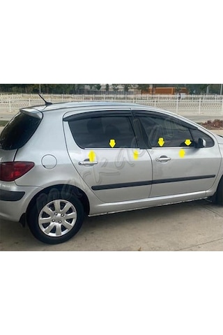 Markadan Peugeot 307 Krom Cam Çıtası 2001-2008 4 Parça Paslanmaz