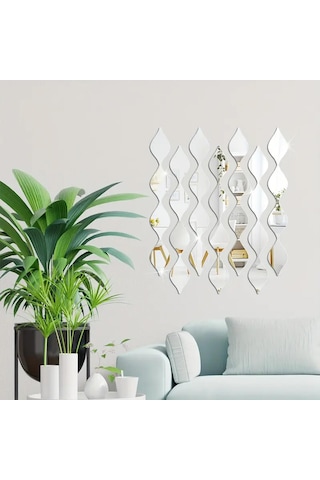 Su Damlası Pleksi Ayna 14x7cm 5 Adet - Silver Gümüş