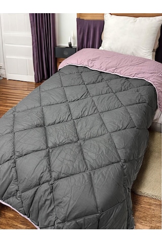 Clasy %100 Pamuk Ranforce Tek Kişilik Çift Taraflı Yorgan Mor-siyah Düz Desen