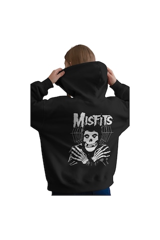 Sevbano Misfits Rock Metal Müzik Grubu Baskılı Unisex Oversize Premium Ka Siyah