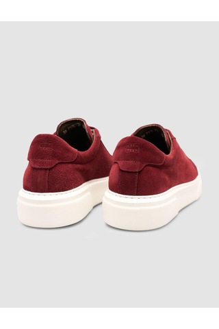 %100 Hakiki Süet Bordo Kürk Astarlı Bağcıklı Sneaker Ayakkabı Bordo