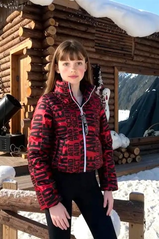 Veraura Lifestyle Kız Çocuk Kırmızı Parlak Yazılı Şişme Mont