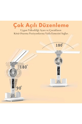 Techtic 6in1 Fanlı 2başlı Masa Lambası Saat Takvim Derece Kalemlk