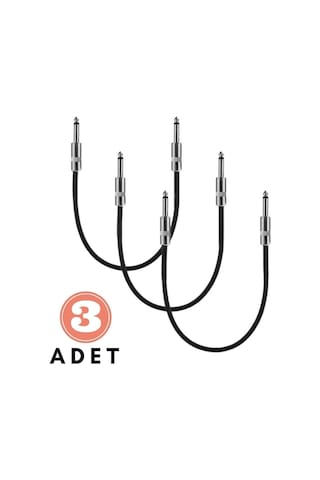 Pedal Bağlantı Kablosu Efekt Pedal Ara Kablosu Çift Jaklı Düz/düz 3 Adet