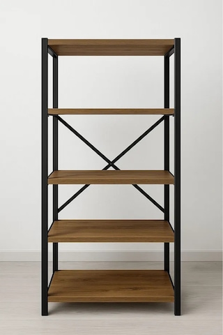 5 Raflı Çok Amaçlı Metal Ve Ahşap Dolap Kitaplık, Mutfak, Kırtasiye Ve Banyo Rafı 60x30x150 Cm Kahverengi 5 Raflı Çok Amaçlı Metal Ve Ahşap Dolap Kitaplık, Mutfak, Kırtasiye Ve Banyo Rafı 60x30x150 Cm Kahverengi