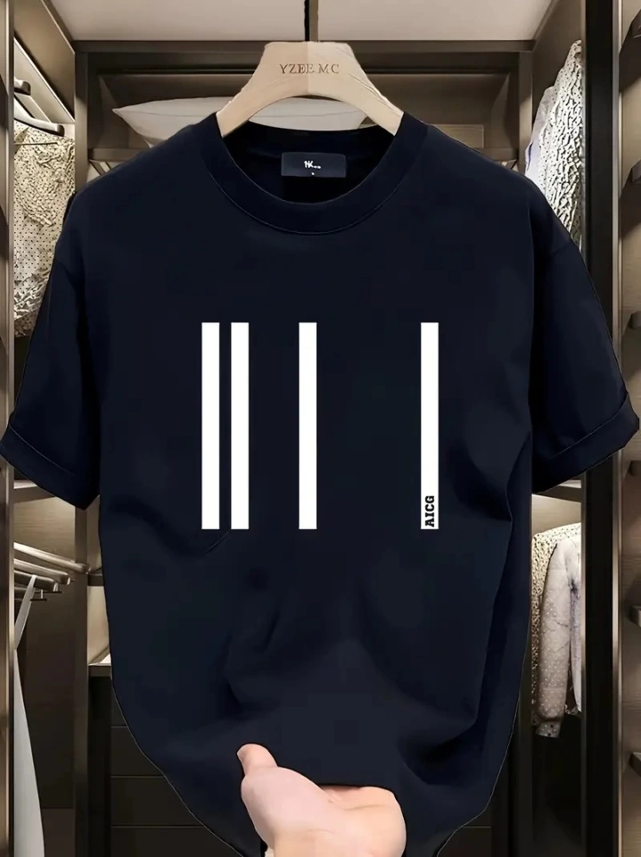 Modi Baskılı Oversize Bisiklet Yaka T-shirt - Siyah - Mymg159025