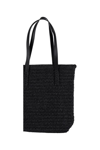 Hasır Örgü Model Kadın Çanta Şık Tasarım Hasır Çanta Siyah