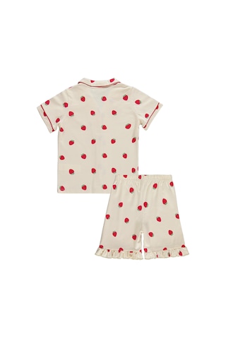 Civil Girls Çilek Desenli Şortlu 10-13 Yaş Pijama Takımı - Fil Dişi