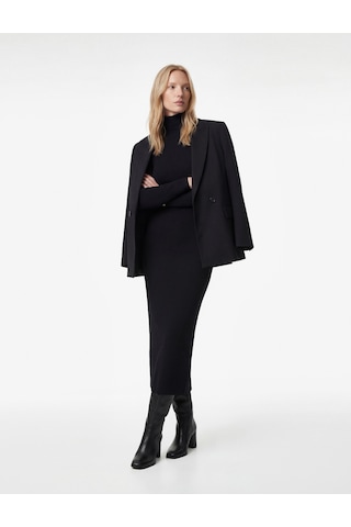 Koton Dar Kalıp Midi Boy Kolsuz Dik Yaka Kalem Bodycon Elbise Siyah 6wak80009uk