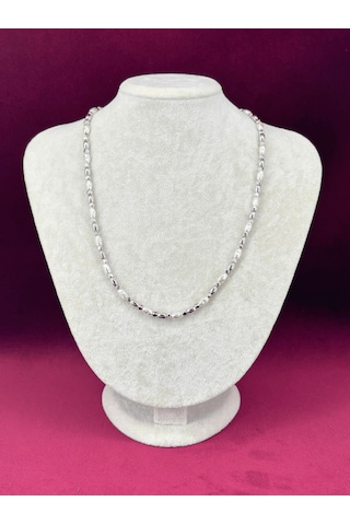 Beyaz Taşlı Ve Gümüş Detaylı Silver Kolye Silver