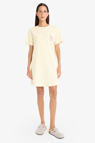 Defacto Regular Fit Bisiklet Yaka Baskılı Kısa Kollu Gecelik-fall İn Love F1614ax25smyl118 Sarı