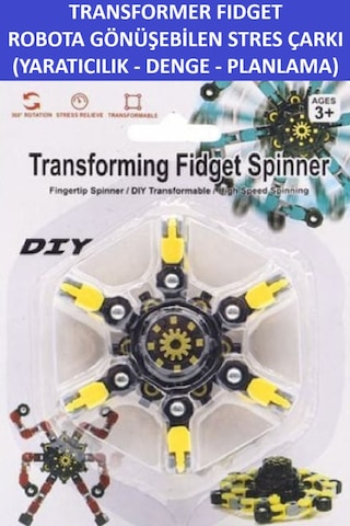 Transformers Dönüştürülebilir Robotik Stres Çarkı - Robotıc Fıdget Spınner -renk:sarı