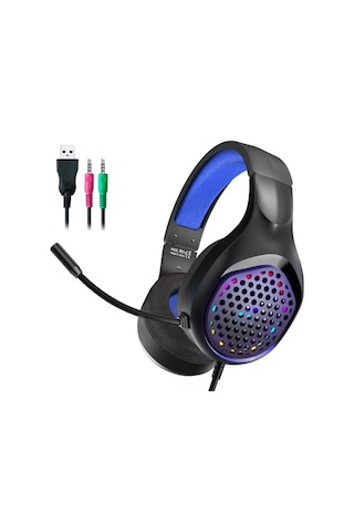 Xmowi R1 Mikrofonlu Rgb Kulaklığı Pc- Dizüstü Ve Ps4- 5775 - Karbul1183-2832 Mavi-siyah