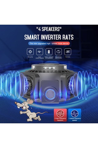 Geekyou Siyah 360 Derece 300 M² Kapsama Açıklı Elektrikli Fare, Mus, Ateş Böceği Kovucu - Ab Standartlı Abs Malzeme, 25-65khz Frekans