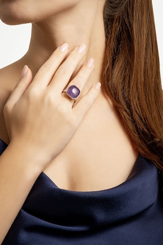 Violet 18 Ayar Beyaz Altın Kaplama Gümüş Ametist Yüzük
