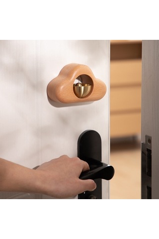 Sones Emiş Kapısı Rüzgar Çanı Manyetik Emiş Kapı Zili Ahşap Dekorasyon, Renk: Kayın